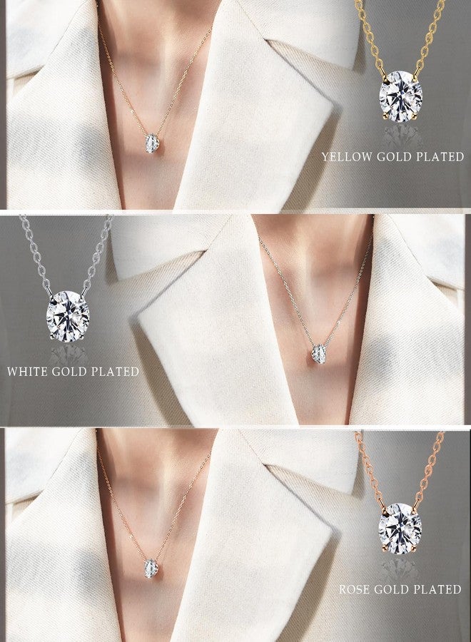 Raneecoco STUNNING FLAME 18K Yellow Gold Plated Sterling Silver Cubic Zirconia Necklace for Women | 2ct Simulated Diamond | Round CZ Solitaire Dainty Pendant Necklace, 16+2" Chain - Image 4